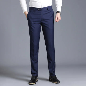 [2024] [Business style] New fashion handsome men's dress pants business solid color loose casual long pants slim suit pants