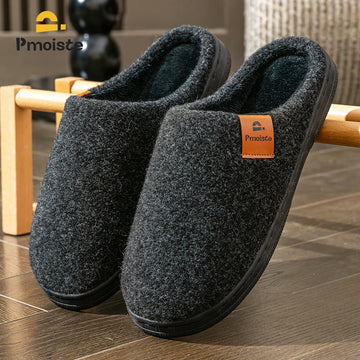 Felt Platform Slippers Men TPR Memory Foam Warm Soft Cushion Non Slip Comfortable Durable Living Shoes Premiu