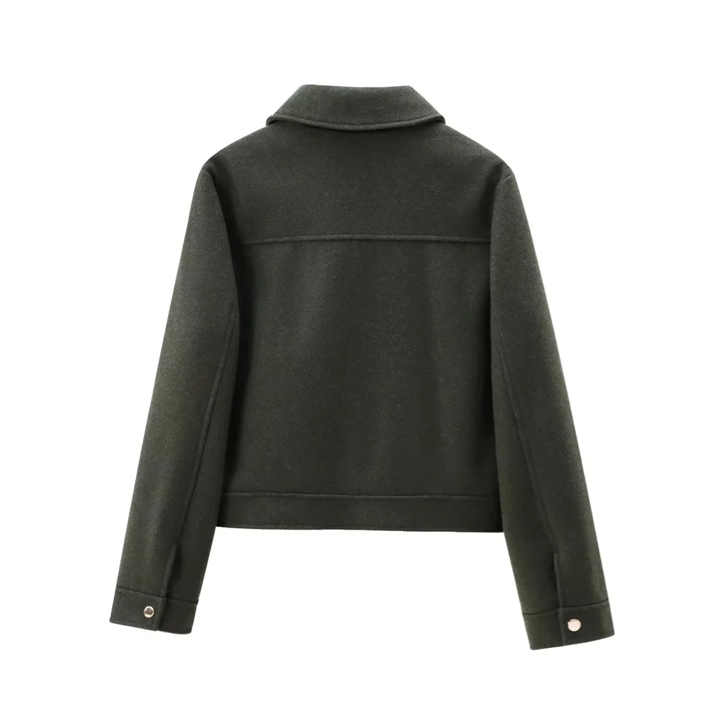 Autumn/Winter New Product Casual Women's Wear Collar Zipper Pocket Decoration Loose Versatile Jacket Coat