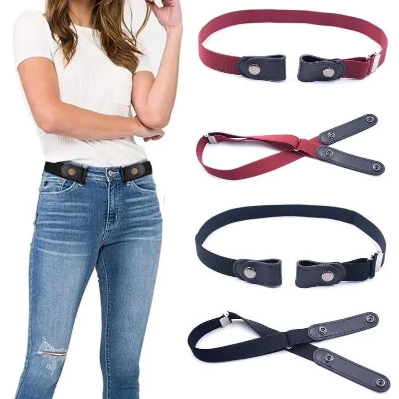 New Adjustable Stretch Elastic Waist Band Invisible Belt Buckle-Free Belts for Women Men Jean Pants Dress No Buckle Easy To Wear