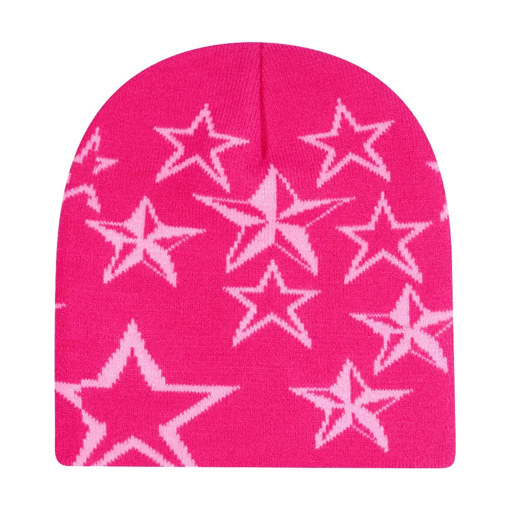 New Fashion Stars Y2K Knitted Hat Unisex Autumn Winter Warm Wool Women Beanies Ear Gorras Hip Hop Skiing Cap Men Cycling Outdoor