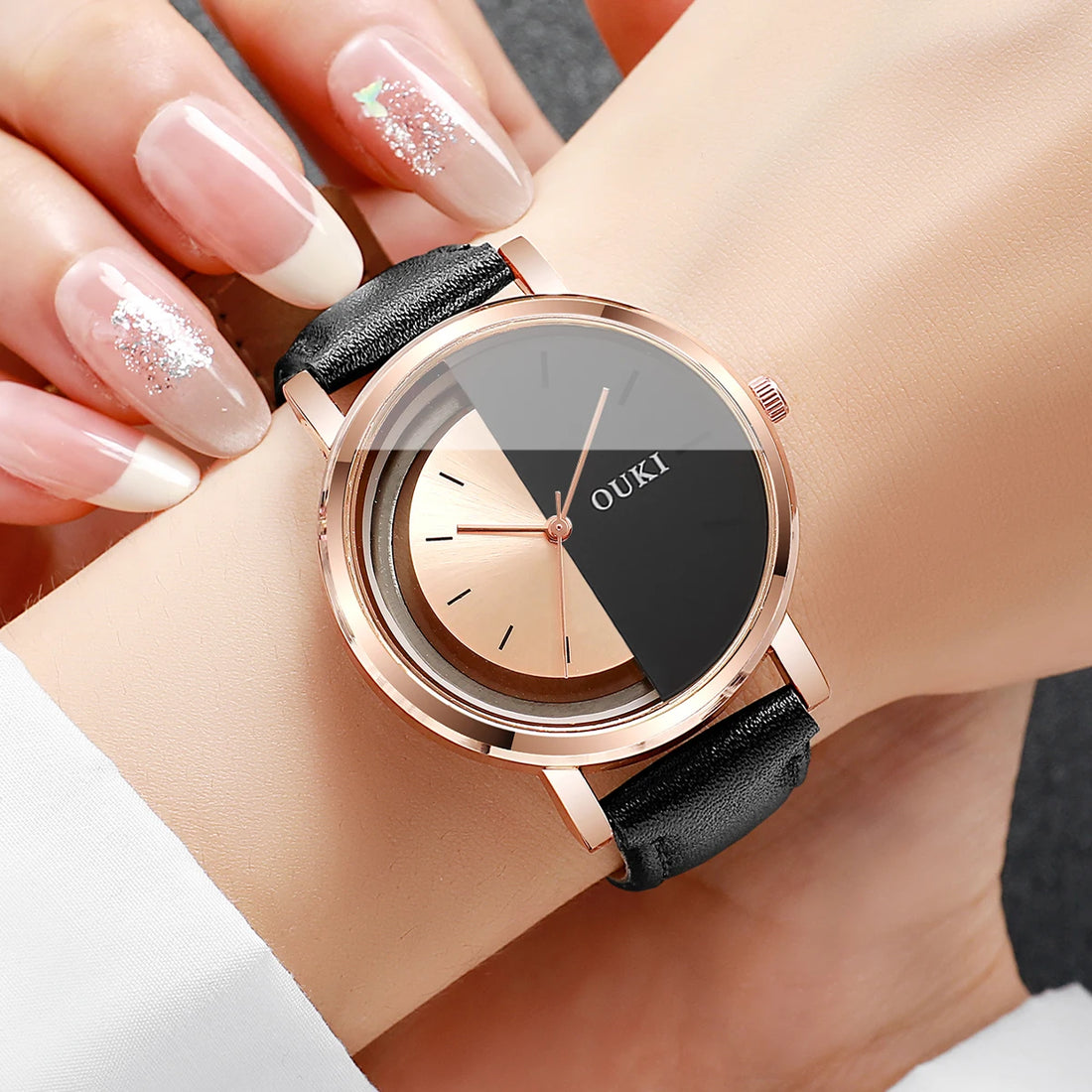 Fashion Unique Designed Women Watches Casual Leather Strap Ladies Quartz Wristwatch Relogio Feminino (Without Box)