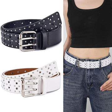 Women's Belt Fashion Pentagonal Star Hollowed out Belt Y2K Belt Hip-hop Rock Punk Trend Matching Jeans Belt for Men and Women