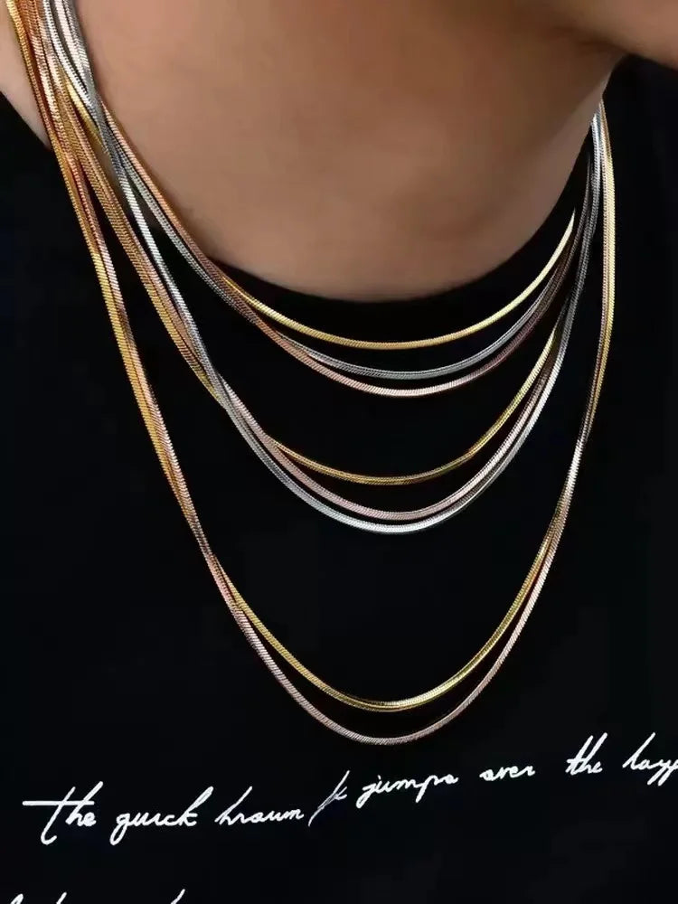 Simple Gold Color Stainless Steel Chain Necklace For Men Hip Hop Jewelry Accessories