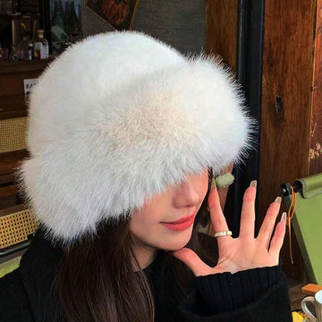 1pc Furry Hats For Women, Autumn/Winter  Korean Style Warm Hats, Solid Color Flattering Mongolian Hats, Thickened Winter Outfits