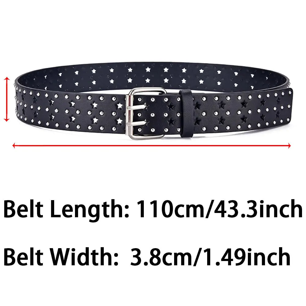 Women's Belt Fashion Pentagonal Star Hollowed out Belt Y2K Belt Hip-hop Rock Punk Trend Matching Jeans Belt for Men and Women