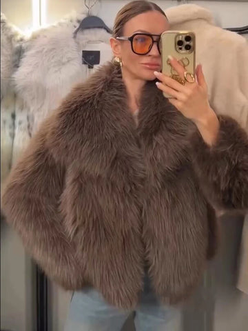 Chic Casual Thick Fur Jackets For Women Long Sleeve Autumn Winter Faux Fur Coats Fashion 2025 Streetwear New Outerwears