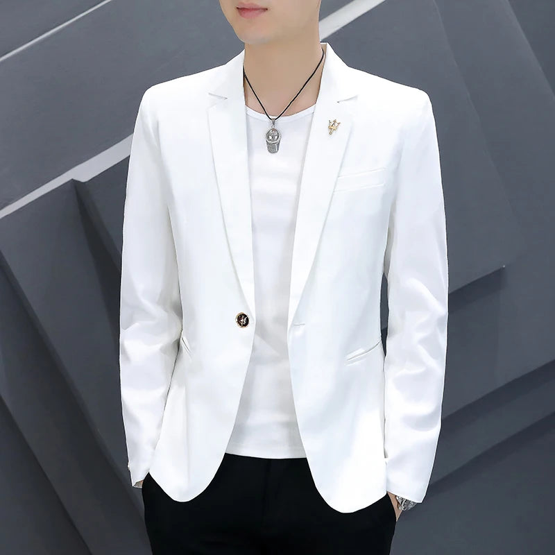 Men's Korean Slim Fit Pink Suit 2025 Fashion Casual Coat Handsome Personality Spring Autumn Trendy Streetwear