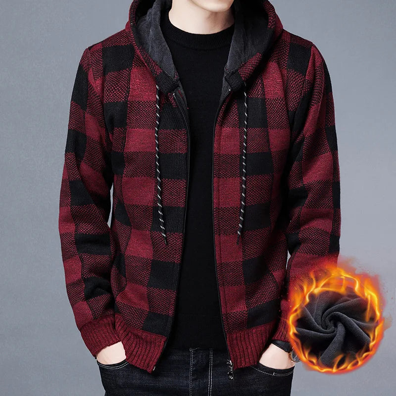 Thick Warm Jacket Men Fashion Autumn Winter Knit Coat Fleece High Quality Luxury Brand Cardigan Male Outer Wear