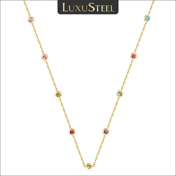 LUXUSTEEL Neckalce For Women No Fade Colorful Crystal Pendant  Lady Girls Accessories 2022 Hot Sale Long Chains Necklaces