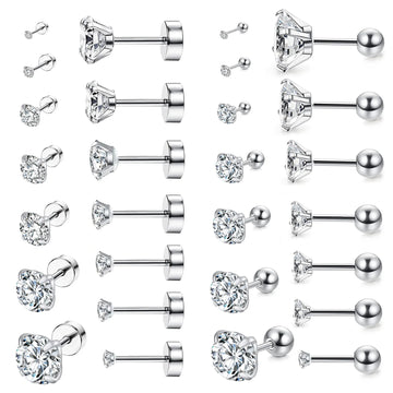 LUXUSTEEL Stainless Steel Round Cubic Zirconia pendientes mujer piercing 2022 Silver Color Multilayers Size Small Earrings Party