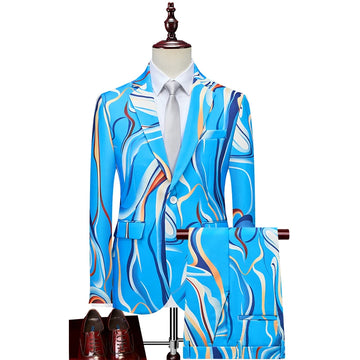 High-quality 7-color floral suit, fashionable, stylish and versatile, British-style printed casual business two-piece set