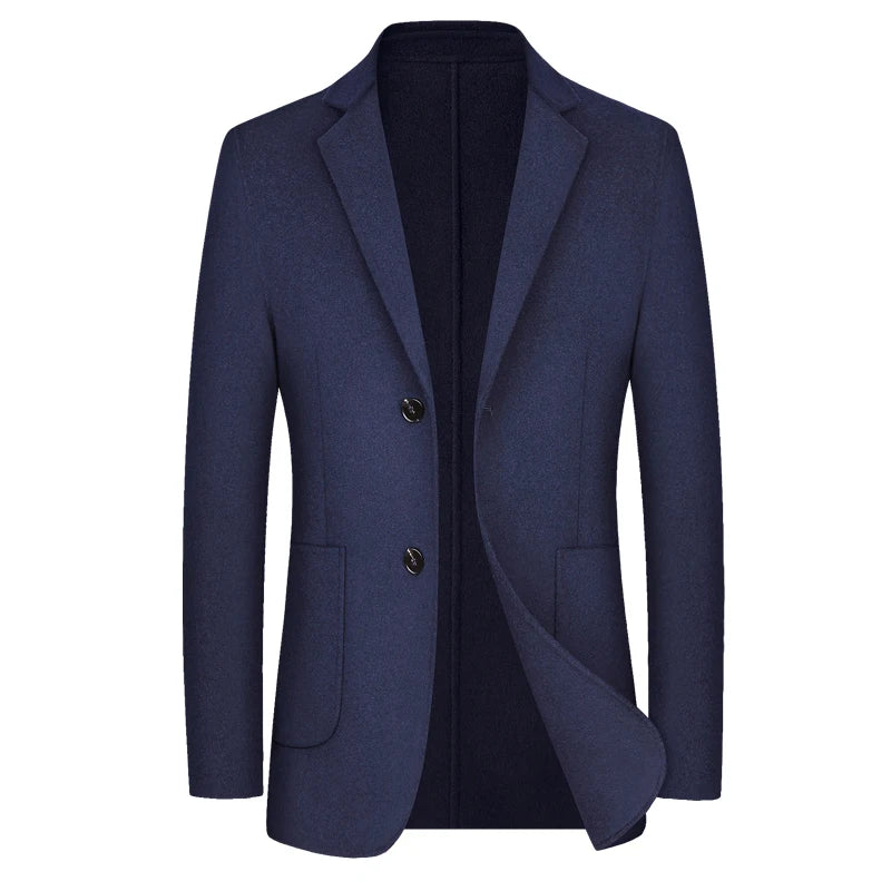 New high-quality men's fashionable, stylish, versatile, casual solid-color business wool and woolen suit