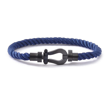 Fashionable Casual Stainless Steel Fred Horse Hoof Nylon Rope Hand Rope Unisex Couple Trendy Color Bracelet Jewelry Accessory
