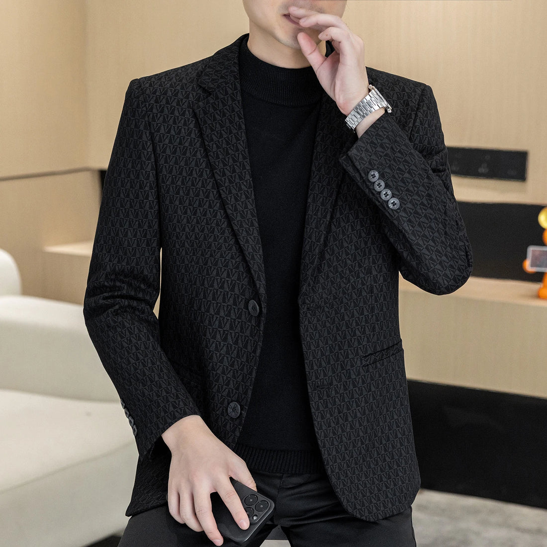 Autumn and winter new men's suits, two-button single-breasted jackets, men's casual business wear, formal wear, and men's suits