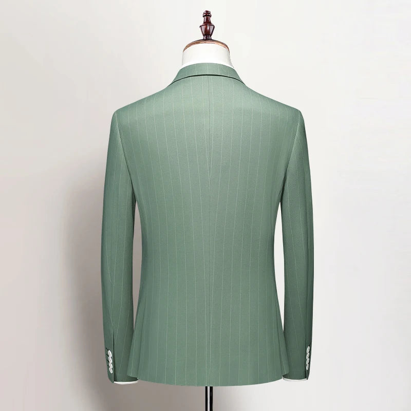 2024 Men's Casual Three-Piece Dress Suit Slim Fit Striped Wedding Outfit with Vest And Trousers High-Quality Fashionable