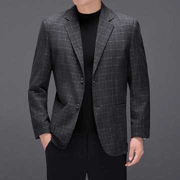 New autumn men's fashionable checked suit, a business and casual suit jacket for young and middle-aged people