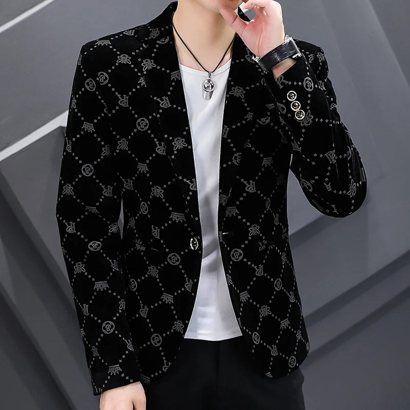 Men's High-Quality Corduroy Slim Fit Suit Handsome Youth Style with Single Breasted Blazer Jacket Veste Costume Homme Luxe