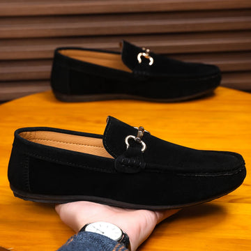 Spring and summer leisure fashion pea shoes suede horse bit buckle lazy shoes comfortable trend black work shoes