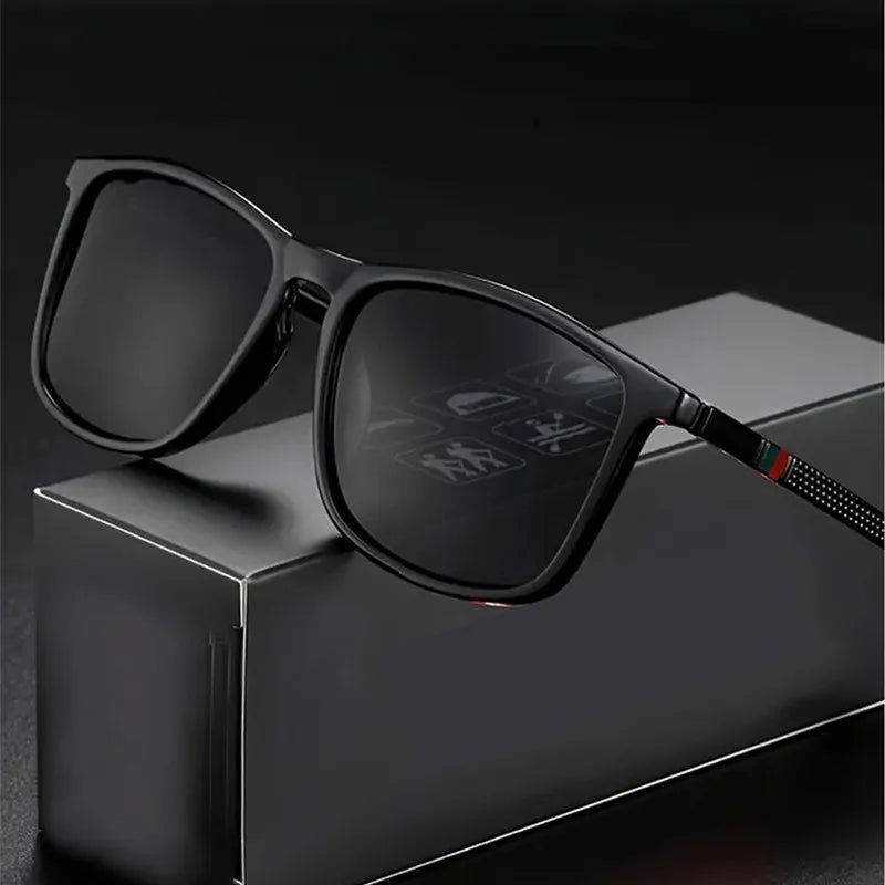 Luxury Men Polarized Sunglasses Fashion Vintage Square Ultra Light TR90 Frame Driving Fishing Sun Glasses For Man UV400 Eyewear