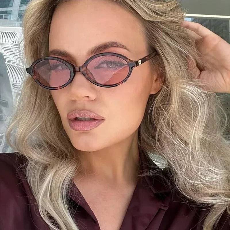 New Oval sunglasses For women Fashion Brand Black Small Frame Sun Glasses Female Retro Clear Lenses Eyewear Lady Trendy UV400