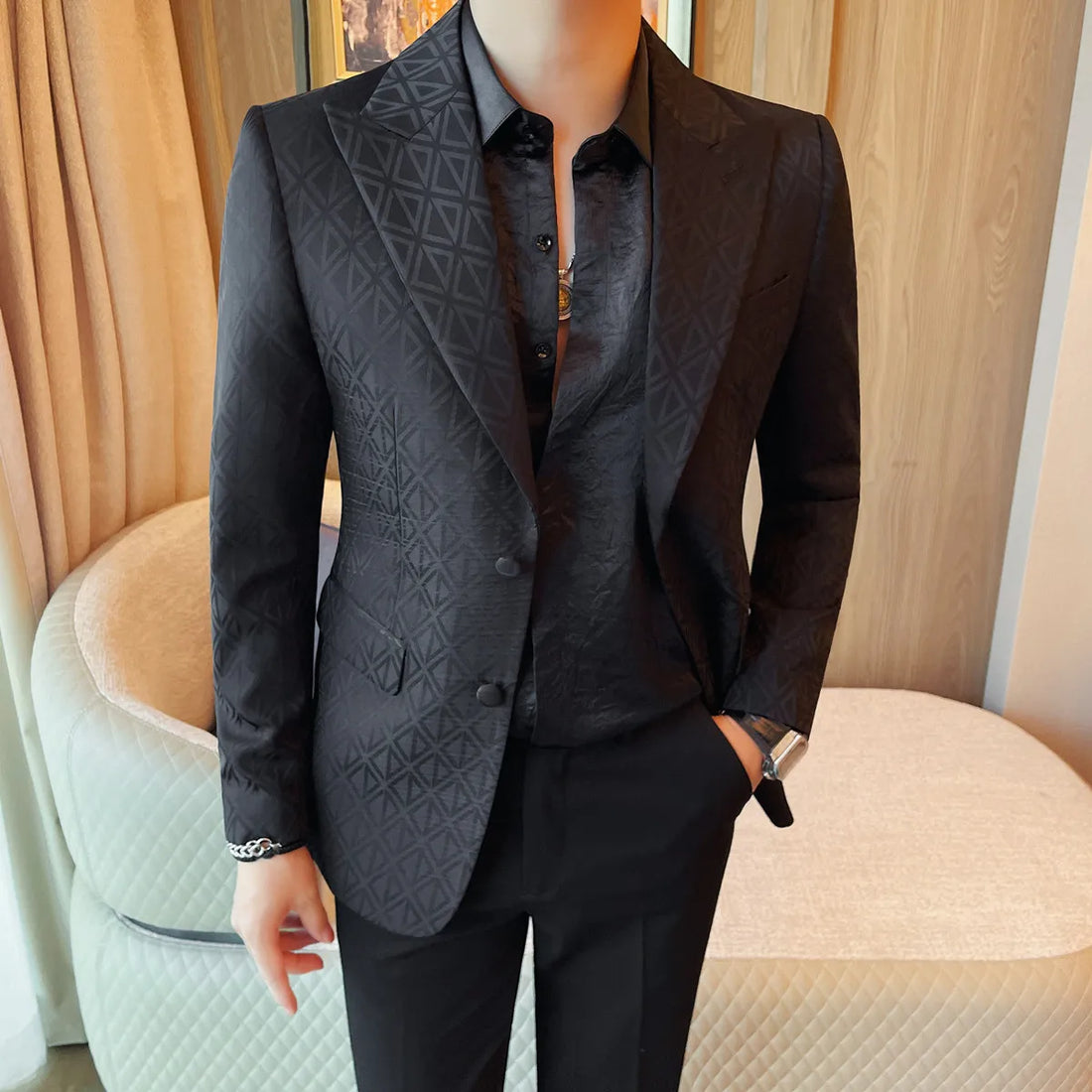 High-quality printed business casual autumn and winter suit jackets, slimming and fashionable single-breasted suits