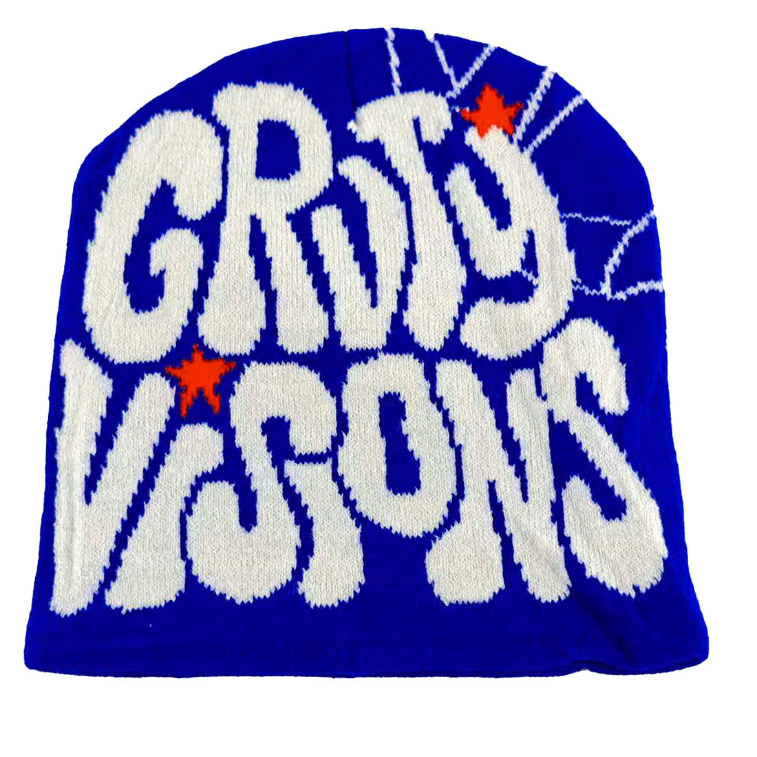 1 piece double-sided printed knitted letter spider web pattern outdoor fashionable knitted cap, no brim for men and women