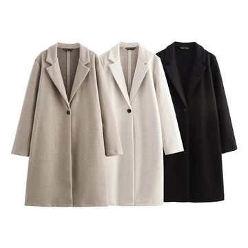 New Fashion Soft Coat Women's Autumn Winter Jacket One Button Versatile Vintage Long Sleeve Casual Commute Overcoat Outerwear