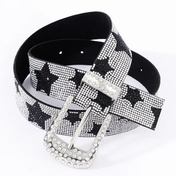 Women's Fashion Diamond Inlaid Star Belt, Luxury Creative Belt, Hip Hop Punk Rock Style Y2k Belt,Suitable For Both Men And Women