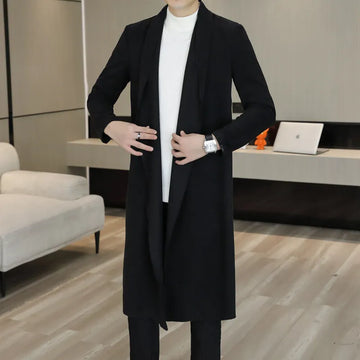 2024 autumn and winter new high-quality men's cardigan coat in the youth popular fashion ultra long stretch leisure coat