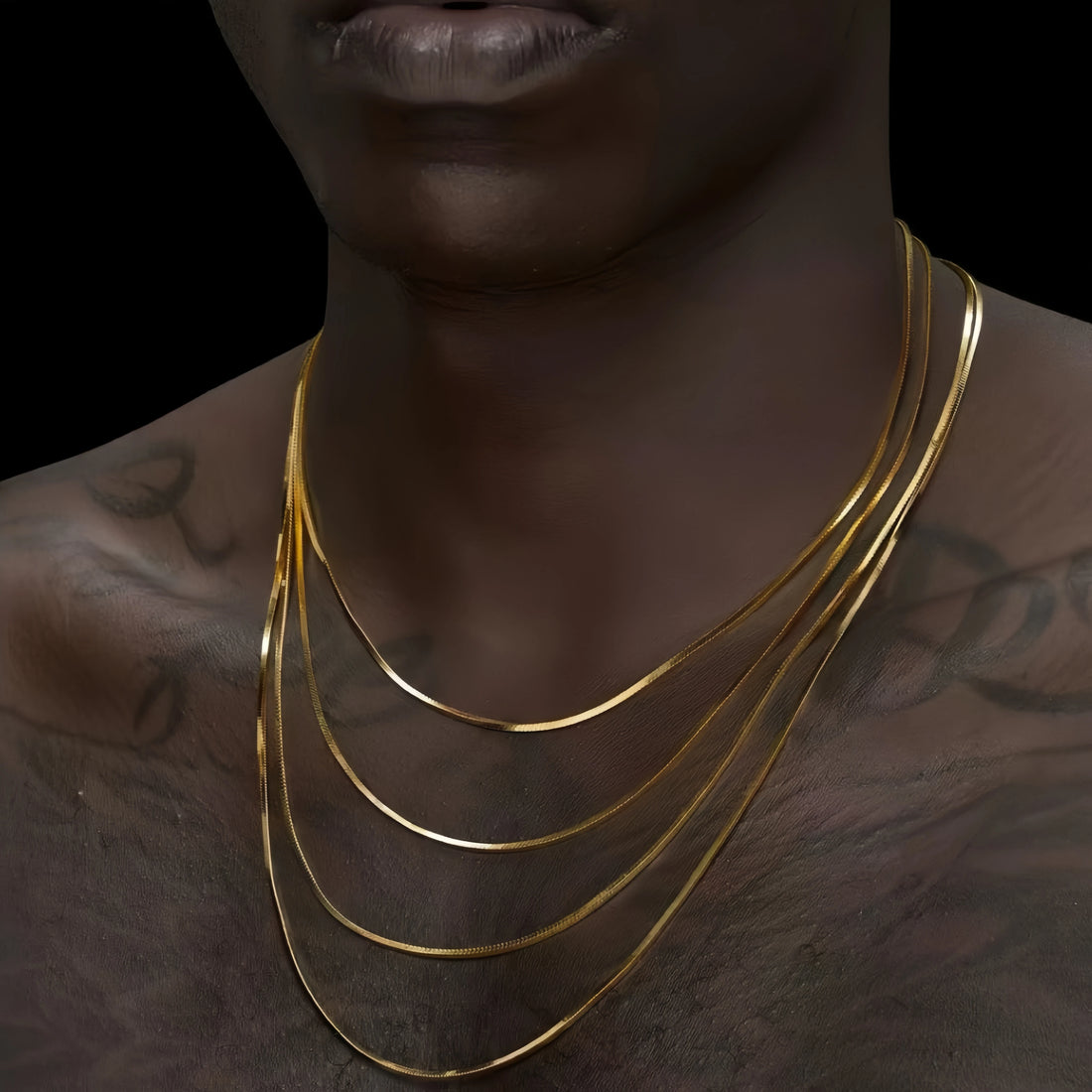 1.2mm Gold Color Plated Stainless Steel Chain Necklace Simple Square Snake Chain Men Necklace Fashionable Titanium Steel Jewelry