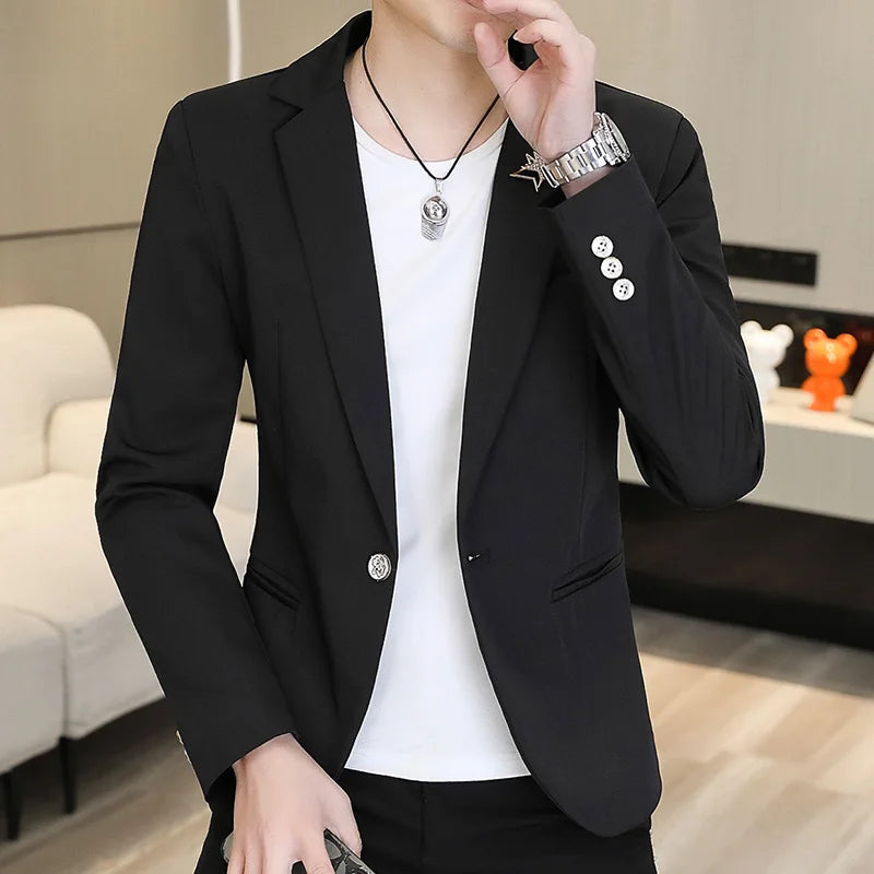 The new autumn men's mini suit is fashionable, trendy, slimming, cool and high-end Korean-style top and suit jacket
