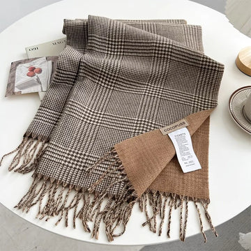 65*185cm Stripe Plaid Women Men Scarf Double Sided Imitation Cashmere Shawl Winter Pashmina Warm Wrap Foulard Neckerchief