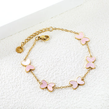 Girls' Sweet And Cute Oil Drop Butterfly Bracelet Stainless Steel Gold-plated Outfit Jewelry Classic Fashion Daily Accessories