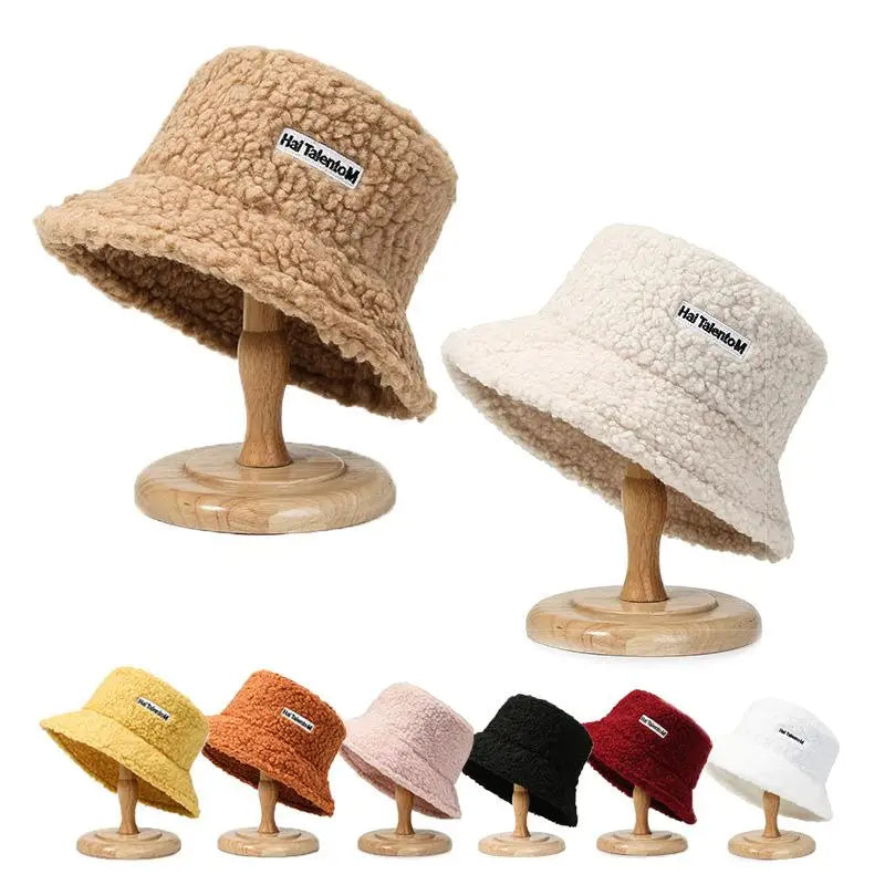 Winter Warm Fleece Bucket Hat For Men Women Fisherman Hat Autumn and Winter Korean Fashion Hat