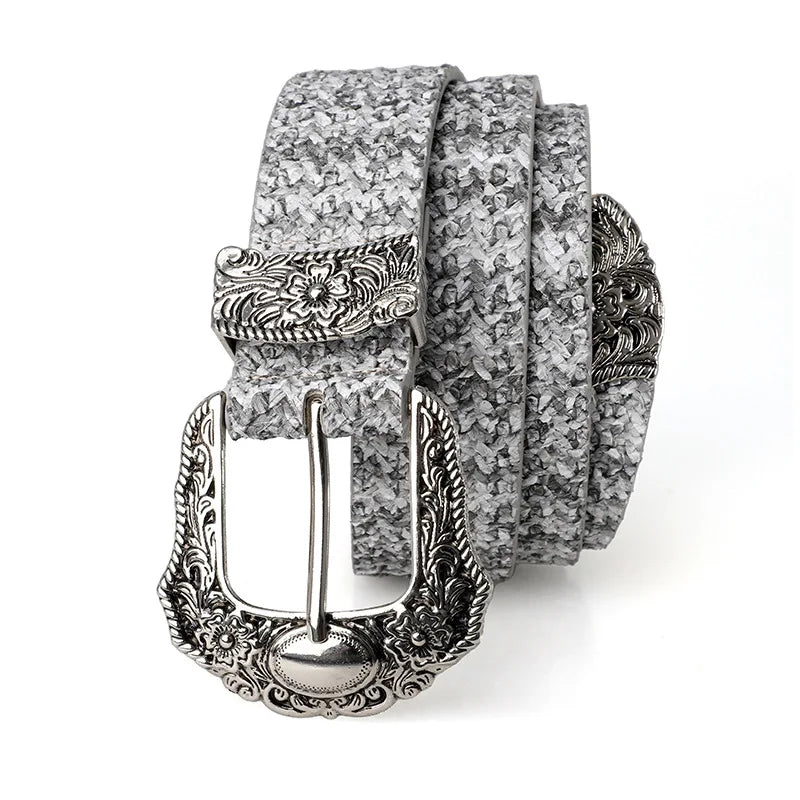 New Women's Retro Casual Fashion Rhinestone Buckle Colorful Woven Belt, Suit For Weddings, Parties, Casual and Sports Occasionss