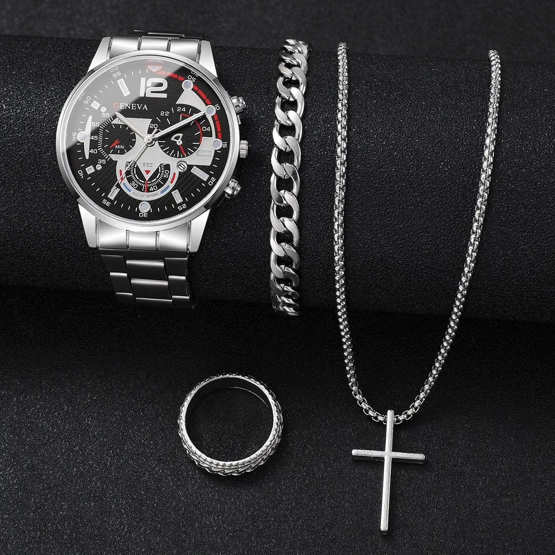 4PCS Men Business Watches Set Fashion Analog Quartz Watch for Mens Clock Reloj Hombre（Without Box）