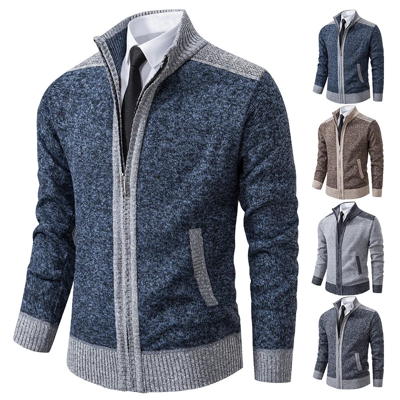 Cardigan sweater coat men's 2023 new autumn and winter thick warm collar sweater