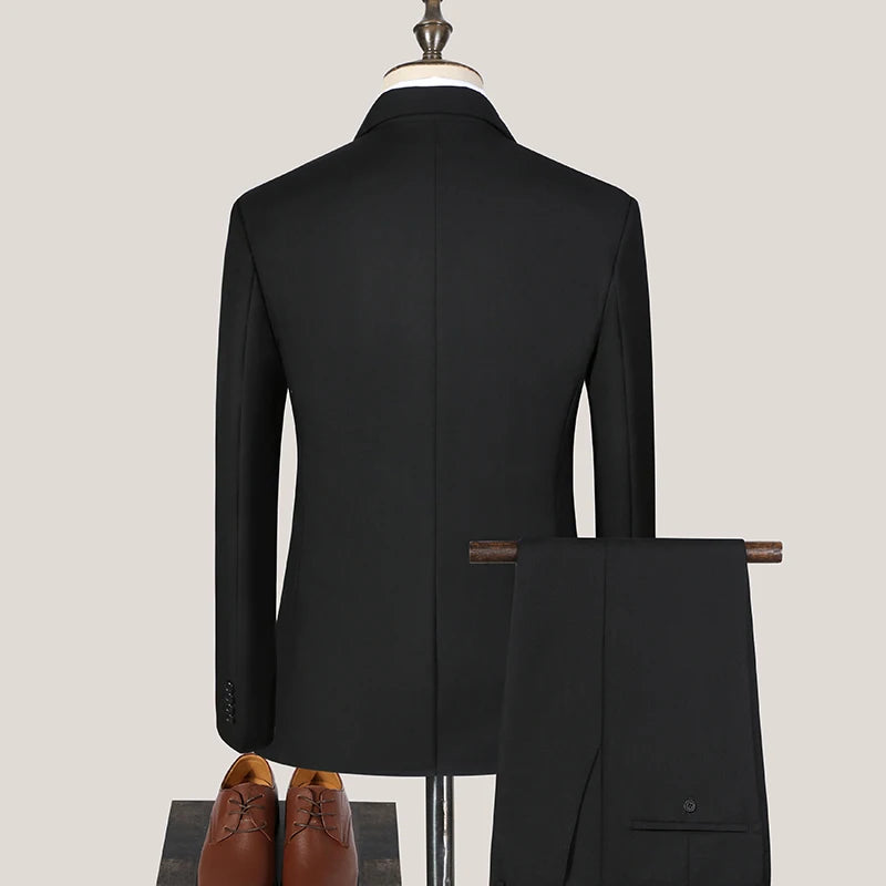 Korean-style three-piece suit for business, casual and professional best man, single-button men's fitted formal suit, groom's su