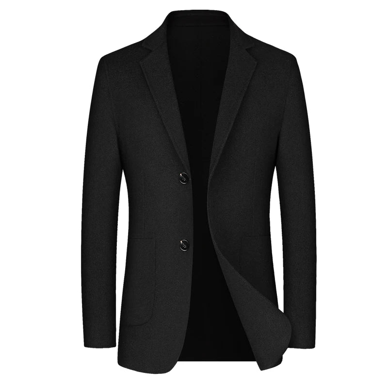New high-quality men's fashionable, stylish, versatile, casual solid-color business wool and woolen suit