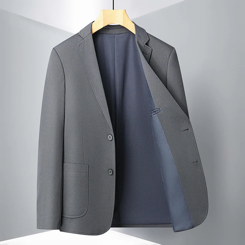 New autumn single suit, high-quality, fashionable and stylish Dad's wear, casual business fit, high-end lapel suit, two-button t