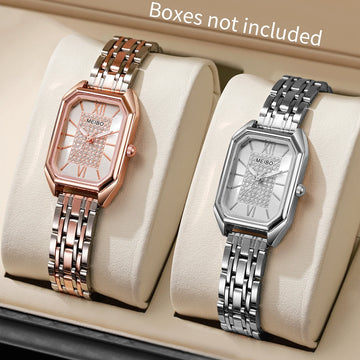 1/2PCS Fashion Women Watches Luxury Alloy Band Rectangle Quartz Watch for Women Clock Gift Reloj Mujer（Without Box）