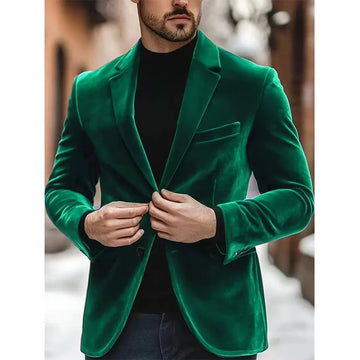 European and American men's velvet suit, form-fitting solid color two-button suit jacket, sports jacket, suit jacket