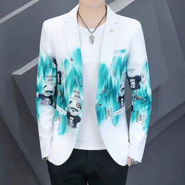 Men's Slim Fit Printed Suit Jacket Business Casual Blazer Ropa De Hombre M-3XL Fashion Costume 2024 New