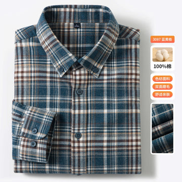 High-quality, fashionable, cool, casual and business-style pure cotton long-staple cotton men's check shirt with multi-color che