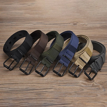 1pc Men's Belt Porous Canvas Metal Pin Buckle Belt Outdoor Sports Belt Women's Fashion Eyelet Belt With Jeans Belt For Men Women