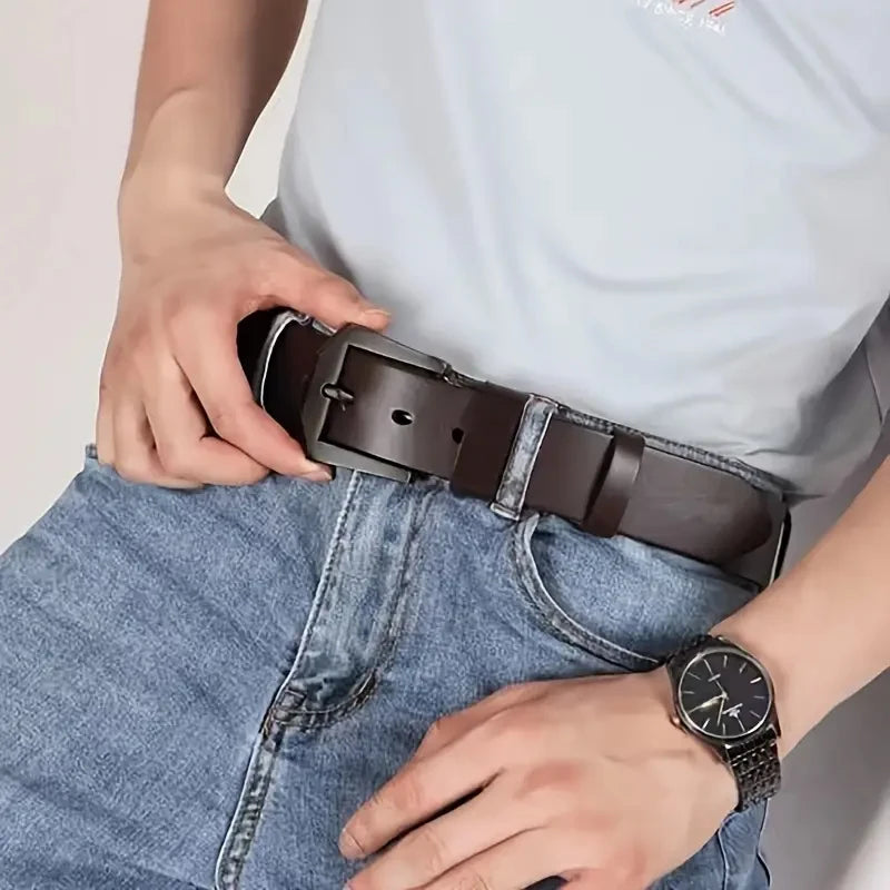 1pc/2pcs Fashion Business Men's Belt Genuine Leisure Luxury Brand Belt Metal Buckle Belts High-Quality PU Leather Belt Plus Size