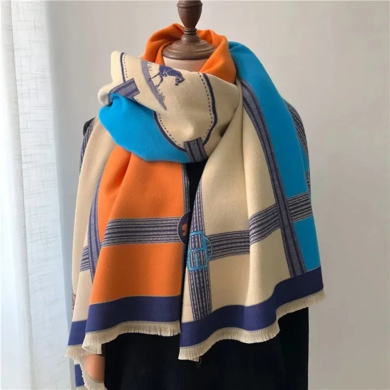 2023 New Winter Warm Thick Cashmere Scarfs Women Luxury Design Shawls Scarves Lady Pashmina Bufanda Blanket Female Stoles Wraps