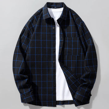 High-quality men's autumn new checked shirt, trendy, fashionable and cool, long-sleeved shirt for banquets and shopping