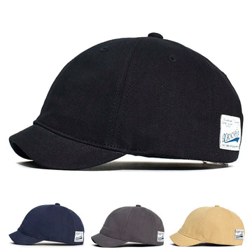 Short Brim Cotton Baseball Cap Men Women Casual Vintage Dad Hat Adjustable Trucker Style Low Profile Caps Nylon Fastener Tape